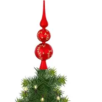Inge-glas Inge Christmas Goodz kerstboom piek gedecoreerd - rood - glas - 31 cm