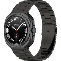 Strap-it Stalen schakel smartwatch bandje met vlindersluiting - Metalen band geschikt voor de Samsung Galaxy Watch Ultra / Ultra 2025 47mm (zwart)