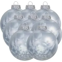 Othmar decorations Luxe kleine kerstballen - 8x st - 8 cm - wit/grijs - glas - ice finish