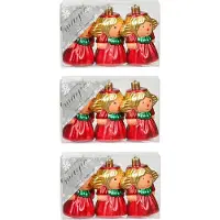 Inge-glas 12x stuks kunststof kersthangers engeltjes rood 8 cm kerstornamenten - Kunststof ornamenten kerstversiering