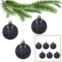 Sarcia.eu Antraciet/transparante kerstballen, 6cm plastic kerstboom ornamentenset, 6 stuks