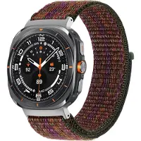 Bandz Nylon loop band - geschikt voor Samsung Galaxy Watch Ultra / Ultra 2025 - bandje van hoogwaardig nylon materiaal met klittenbandsluiting (groen-oranje mix)