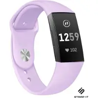 Strap-it Siliconen sport bandje - geschikt voor Fitbit Charge 3 / Fitbit Charge 4 - lavendel - Maat: Maat L