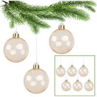 Sarcia.eu Gouden/transparante kerstballen, 6cm plastic kerstboom ornamentenset, 6 stuks.