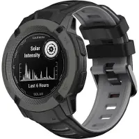 Strap-it Siliconen sport smartwatch bandje met gespsluiting - geschikt voor de grotere Garmin Instinct 2x (zwart/grijs)