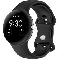 Strap-it Siliconen Classic smartwatch bandje - geschikt voor Google Pixel Watch 1 / Watch 2 / Watch 3 - 41mm (zwart)
