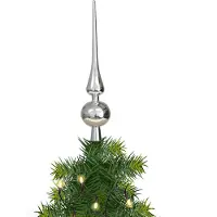 Othmar decorations Kerstboom piek - zilver - 28 cm - kunststof - kerstpiek