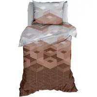 Satin d'or Kiton Dekbedovertrek - Eenpersoons - 140x200/220 cm - Grijs/Mokka