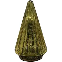 Clayre & Eef Kerstdecoratie met LED-verlichting Kerstboom Ø 11x19 cm Goudkleurig Glas Goudkleurig