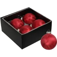 Othmar decorations Luxe kerstballen - 4x - 8 cm - rood - glas - Kerstbal