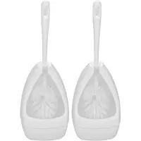 Merkloos 2x stuks wc-borstels/toiletborstels met randreiniger inclusief houders wit 39.5 cm van kunststof - Toiletborstels