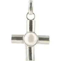 Ruben Robijn Parel hanger in zilver breed kruis