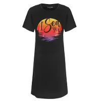 Temptation Dames Nachthemd - BigShirt - Slaapkleedje - Zwart - Maat M