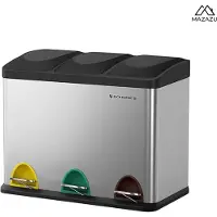 Mazazu MIRA Home Pedaalemmer – Prullenbak – Modern – RVS – Zilver - 60x33x48cm