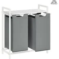Mazazu MIRA Home - Wasmand - 2 vakken - Wassorteerder - Laundry Basket - 2x46 Liter - 73x33x72