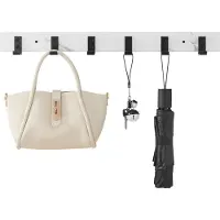 Mazazu MIRA Home Wandkapstok Wit met 6 Haken - Kapstok Muur Hangend - Marmerlook - Compact - 60 cm Breed