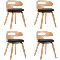 vidaXL Eetkamerstoelen 4 st gebogen hout en kunstleer zwart