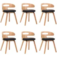 vidaXL Eetkamerstoelen 6 st gebogen hout en kunstleer zwart