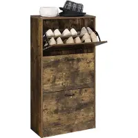 Mazazu MIRA Home - Schoenenkast - Schoenenkast met 3 draaideuren - Industrieel - Spaanplaat - Rustiek bruin - 60x24x120