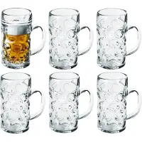 SANTEX Bierpullen/bierglazen - 6x - halve liter/50 cl/500 ml - onbreekbaar kunststof - 0,5 liter pullen - Bierfeest/Oktoberfest pul