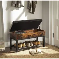 Mazazu MIRA Home - Schoenenbank - Opbergbank - Schoenenrek - Metaal/Spaanplaat - Industrieel - Bruin/zwart - 70x30x45