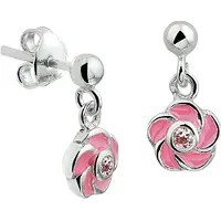 Trendjuwelier huiscollectie TFT Oorhangers Bloem Zirkonia Zilver Glanzend 14 mm x 7 mm
