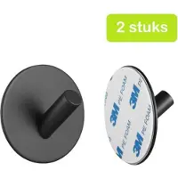 XIVADA Handdoekhaakjes Xavi - Zelfklevend - Rvs - Zwart - Set van 2