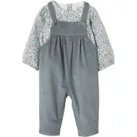 Vertbaudet Set fluwelen blouse en overall voor meisjesbaby hemelsblauw