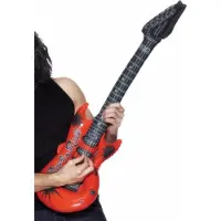 Smiffys 4x stuks opblaasbare rode elektrische gitaar 99 cm - Verkleed zwembad speelgoed muziekinstrumenten