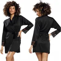 DKaren | Marlena | Zwarte Kimono | Kwaliteit satijn | S- 2XL | L