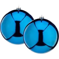 Krist+ Grote decoratie kerstballen - 2x - turquoise blauw - 20 cm - kunststof - glimmend - kerstversiering