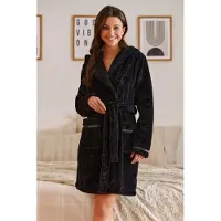 Doctor Nap Badjas Fleece Dames | Zwart SWW.5208 XL