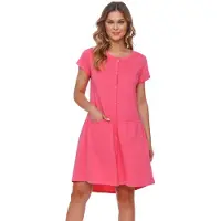Doctor Nap Katoenen Nachthemd met Knoopjes Borstvoeding Bevallingsjurk TCB.9445 Peony 40 / L