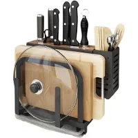 Clear Living - Messenblok Zwart - Messenhouder - Dekselhouder - Messenblok zonder messen - Keukengerei houder