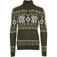!Solid Trui 'Norwin' bruin / olijfgroen / wit