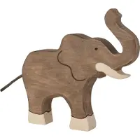 Holztiger Wildernis - Olifant Slurf Omhoog - 18X3X16Cm - Houten Figuur - Handgemaakt