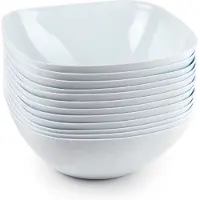 PlasticForte Serveer schaaltje - 12x - vierkant - wit - 17 x 7 cm kunststof - snack schaaltjes