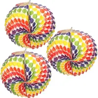 Boland Lampion met gekleurde stippen - Set van 6x stuks - papier - Dia 26 cm - Feestversieringen - sint maarten