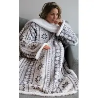 Cosas - Hoodie deken - Fleece deken - Plaid met mouwen - Wit - 180x130cm