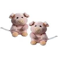Schmoozies 4x stuks pluche varken/big knuffel 11 cm met beschrijfbaar label