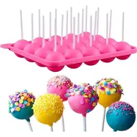 Maison & Kitchen Siliconen bakvorm - Cakepop - Mal - 20 Gaatjes - inclusief 20 stokjes- BPA-vrij