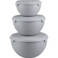 Practic - Set van 3 keukenkommen - Kom - kommenset - kunststof - 1,5l ,3l en 6l - Grijs