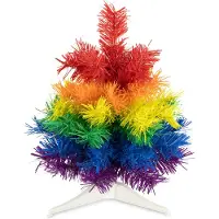 R+W R&W mini kunst kerstboom - regenboog - H30 cm - kunststof - gekleurd miniboompje
