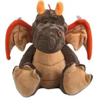 Merkloos Pluche knuffel - 33 cm - draak rode vleugels