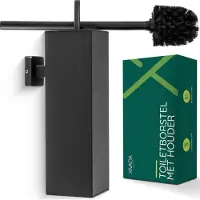 XIVADA Toiletborsterhouder Cira - Vierkant - Boren - Rvs - Zwart
