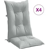 vidaXL Stoelkussens 4 st hoge rug 120x50x7 cm stof lichtgrijs