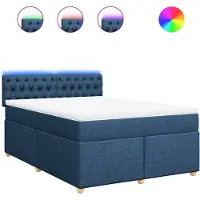 vidaXL Boxspring met matras stof blauw 160x200 cm