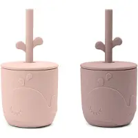 Done by Deer Straw 2 Pack Wally Cup Roze 12 Months