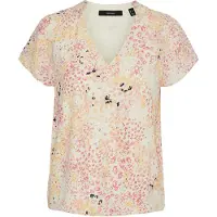 Vero Moda Blouse Vmhannah Foil S/S Wvn Ga - Wit/Roze - Maten: XS, S, M, L, XL
