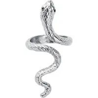 EtNox - Gothic Ring - Snake - voor Vrouwen - zilverkleurig - Maat S